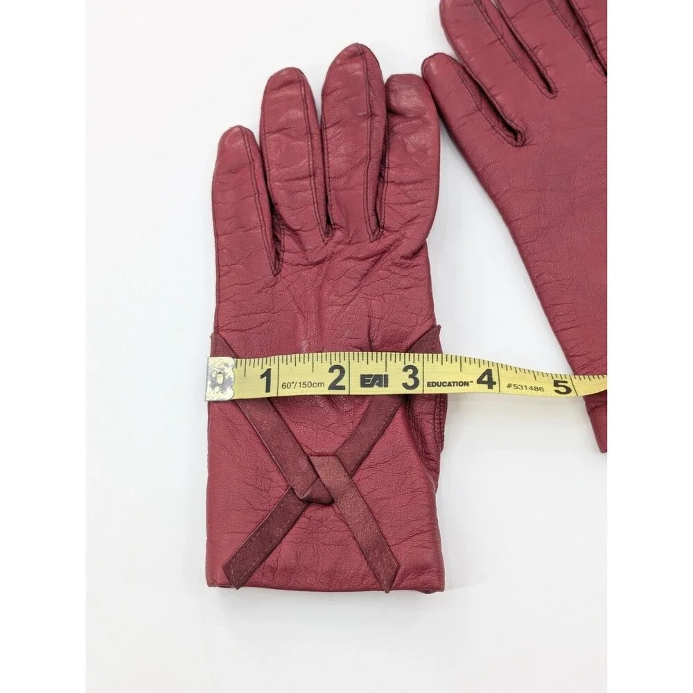 Carson Pirie Scott Vintage Red Leather Gloves Made In Italy Size 6 1/2 Small XS